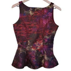 5/$25 Kazo Abstract Multi-colored Peplum Top